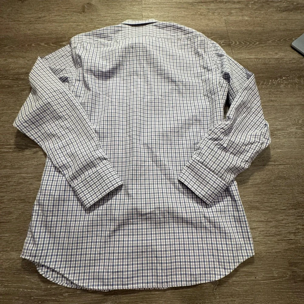 Banana Republic Shirt Men M Blue 100% Cotton Non-Iron Slim Fit Plaid Preppy Work